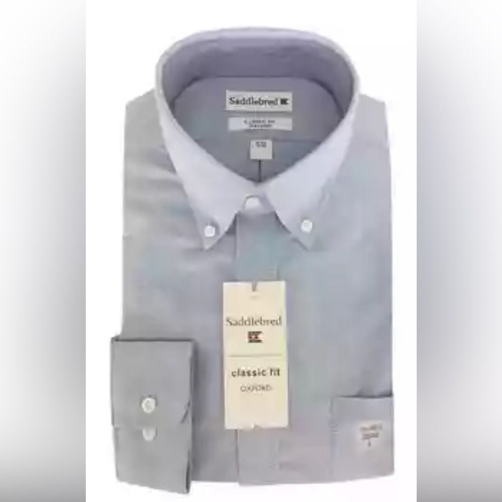 Saddlebred Men’s Light Blue Long Sleeve Oxford Button Shirt